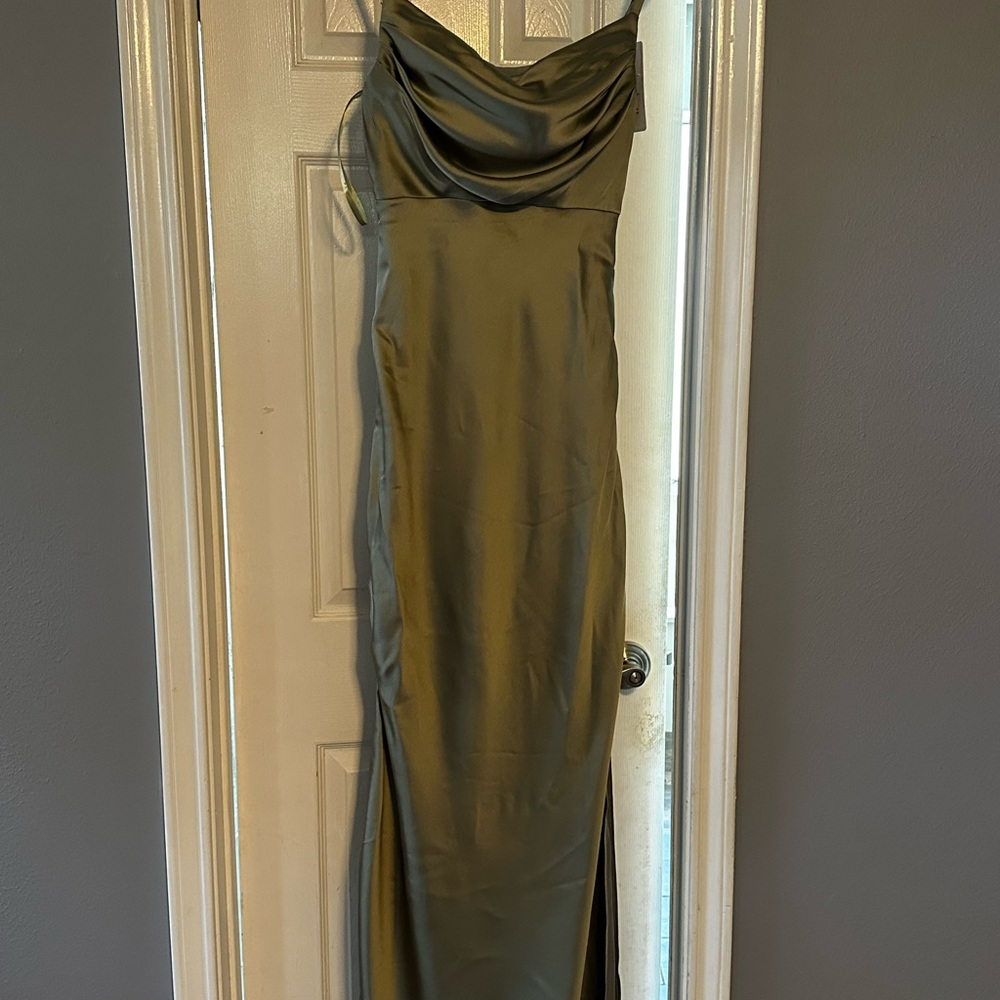 Revelry Olive Satin Wedding Dress